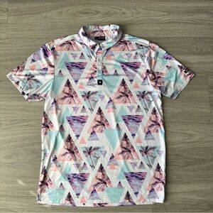 Bad Birdie Shirt Mens M Palm Trees Golf Polo Tropical Florida Miami 80s Retro